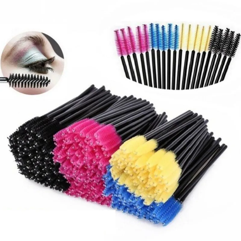 

50Pcs Disposable Eyelash Brushes Makeup Brushes Tool Kit Mascara Wands Applicator Brushes Micro Eyelash Comb Brushes Spoolers