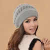 Sombrero de lana gruesa para señora nueva, gorro tejido de lana para otoño e invierno, protección de orejas, gorro de pelo de conejo, cálido para estudiantes, B-7631 ► Foto 1/5