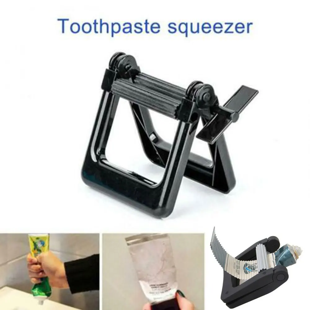 Toothpaste Squeezer Roller Metal Tooth Paste Squeezer Tube Squeezing Dispenser Bathroom Tool - Цвет: Черный