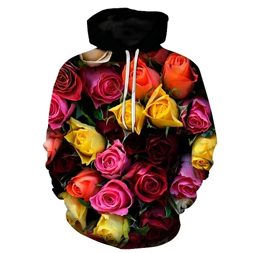 Новейшая толстовка с 3D принтом Rosa Harajuku/пуловер в цветочек для женщин и мужчин на каждый день, большая толстовка - Цвет: LMWY-728