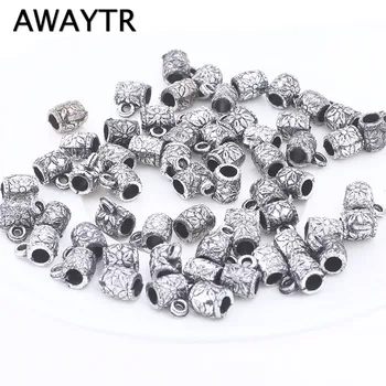 

AWAYTR 5mm x 8mm 100Pcs/lot Silver Plated Loose Bead DIY Necklace Bracelets Jewelry Findings Making Accessories Approx 4 mm