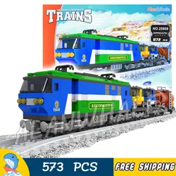 573 шт. поезд создатель классические грузовые поезда 25808 синий модель локомотива строительные блоки кирпичи железнодорожные игрушки