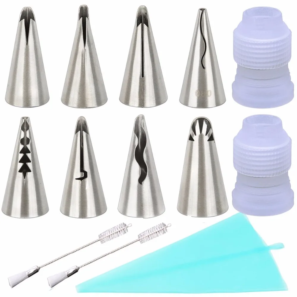 Ankoow 13 Piece Cake Decorating Kit Tips Stainless Steel Icing Tip Set