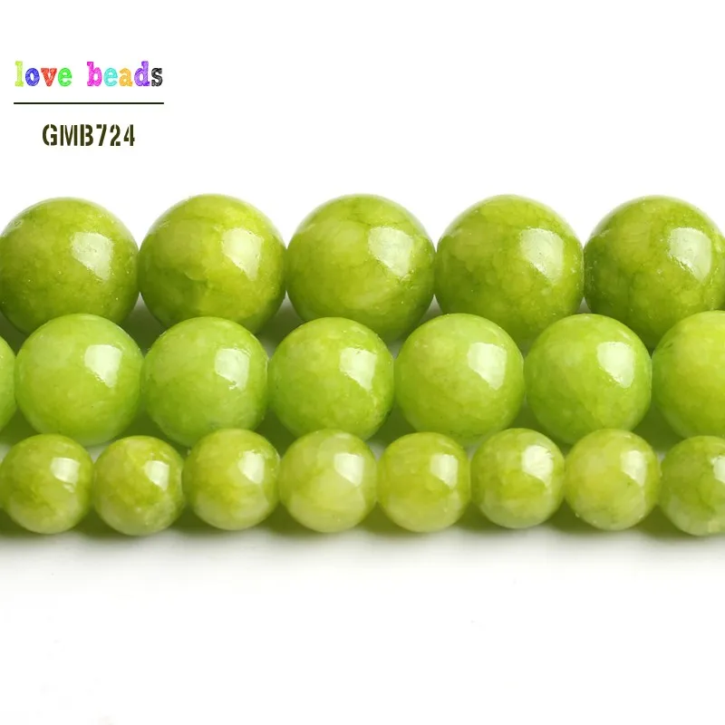 Lemon Green Stone Beads Jades Round Beads for Jewelry Making 15'' Strand DIY Bracelet Jewellery 6mm 8mm 10mm