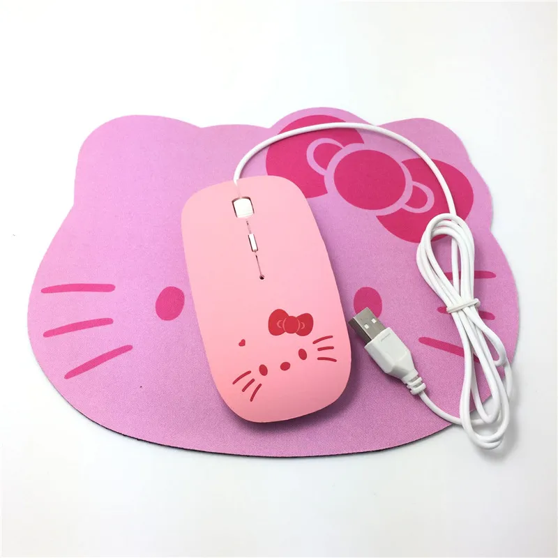 Высокое качество розовый hello kitty USB проводной кабель мышь девушка симпатичная из