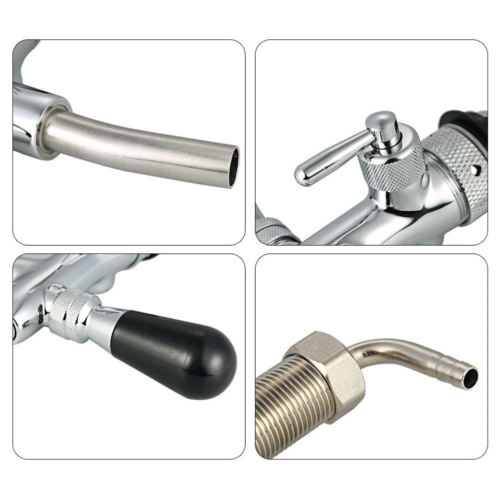 

Beer Tap Faucet Adjustable G5/8 Long Shank Chrome Plating Anti-rust Flow Controller J2Y