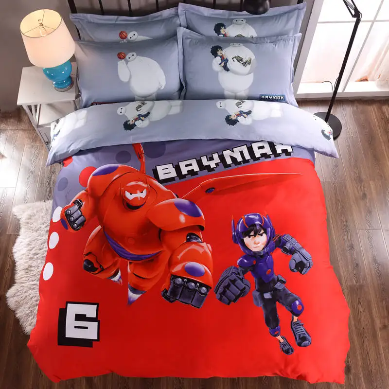 

Big Hero Baymax 3D Printed Bedding Comforter Sets Duvet Covers Sheets Children's Boys Bedroom Cotton 600TC Soft Woven Red Color