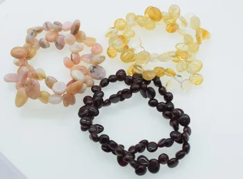 

pink opal citreine red garnet baroque 8-10mm bracelet 7.5inch wholesale beads nature