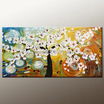 

Free Shipping For Sell Wholesale Palette Knife Oil Painting Thick Paint Red Flowers New Picture Hand Made Paintings