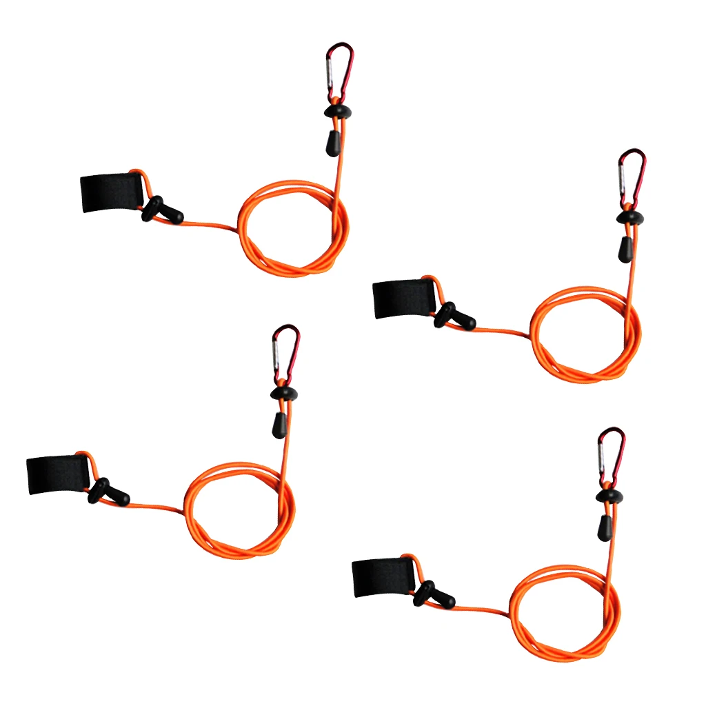 4 Pieces Universal Adjustable Kayak Canoe Paddle Leash Safety Fishing Rod Leash Rowing Boats Coiled Lanyard Cord Tie Rope