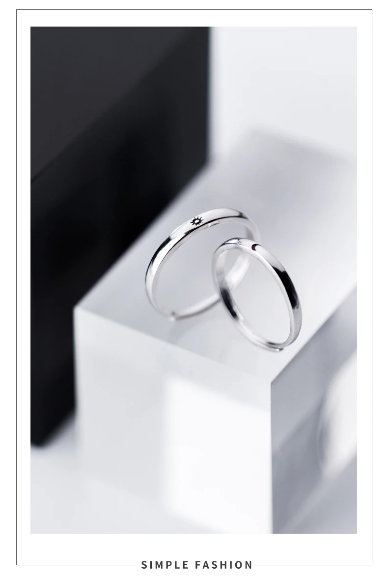 Modian, настоящее 925 пробы, Серебряное классическое романтическое регулируемое кольцо для влюбленных пар, солнце и луна, для женщин, свадебное ювелирное изделие