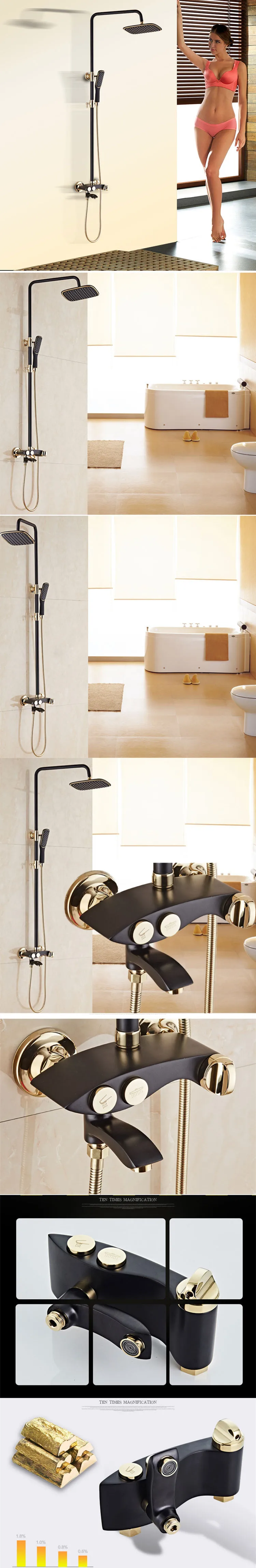 10" Black And Gold Stainless steel Luxury Bathroom Rain Type Shower System