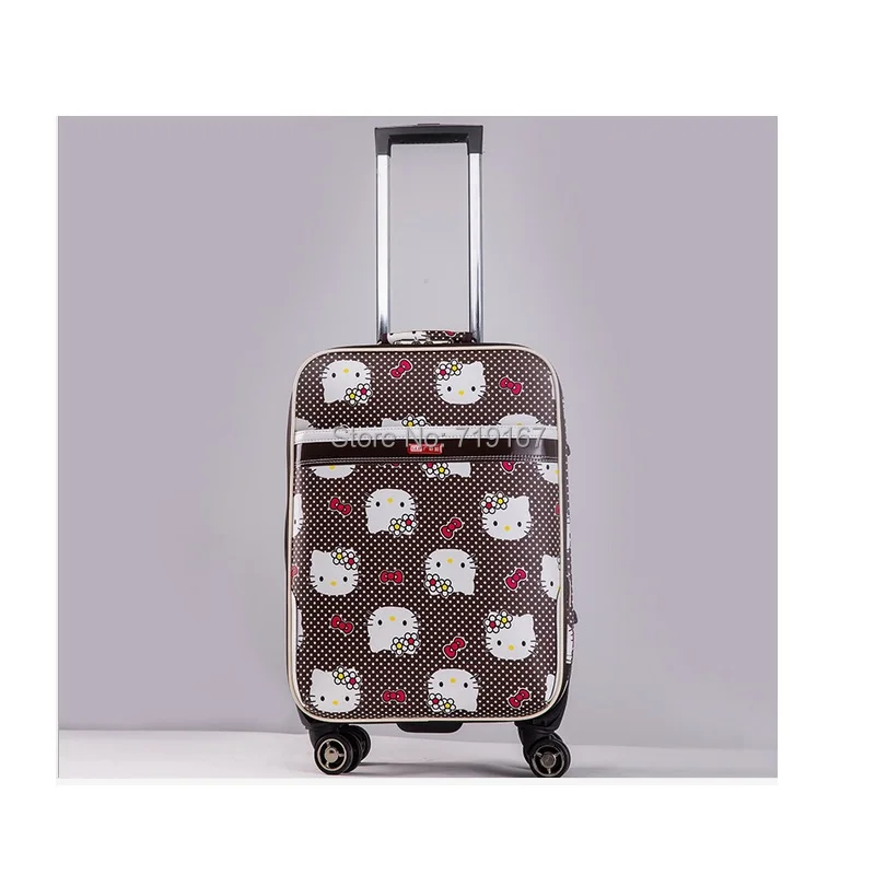 Новый 24 дюймов привет котенок счетчик поездки багаж чемодан комплект дети студент женщины тележки прокатки багаж EMS / DHL бесплатная доставка