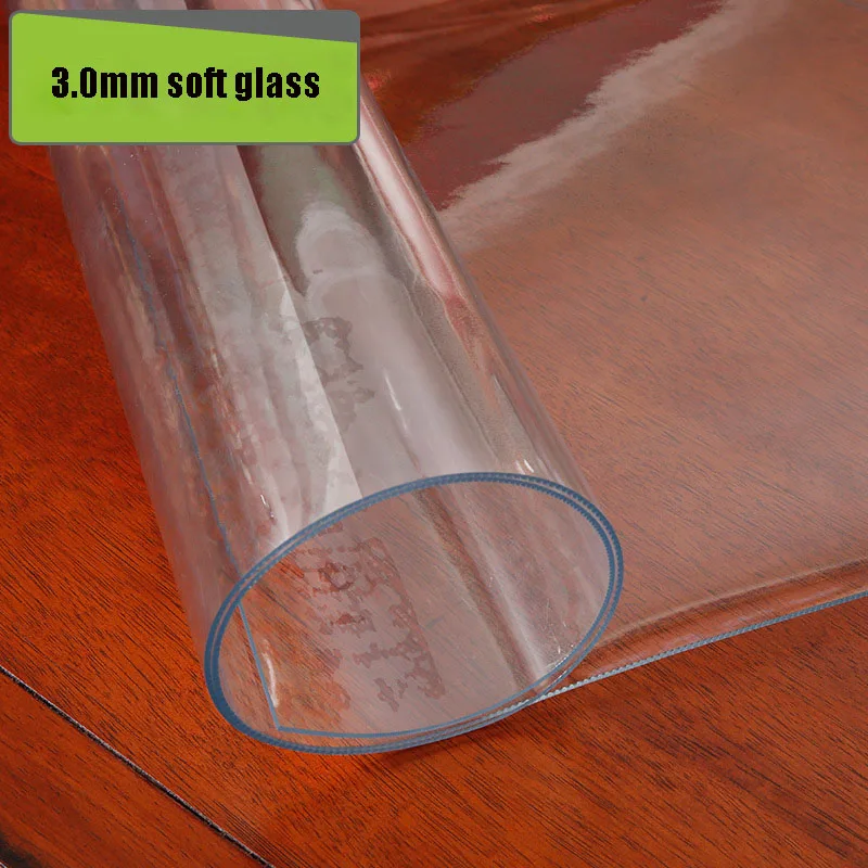 

PVC Transparent Waterproof Kitchen Tablecloth Oil Grain Frosted Glass Tablecloth 1.5 2.03.0mm High Quality Soft Glass Multi-size