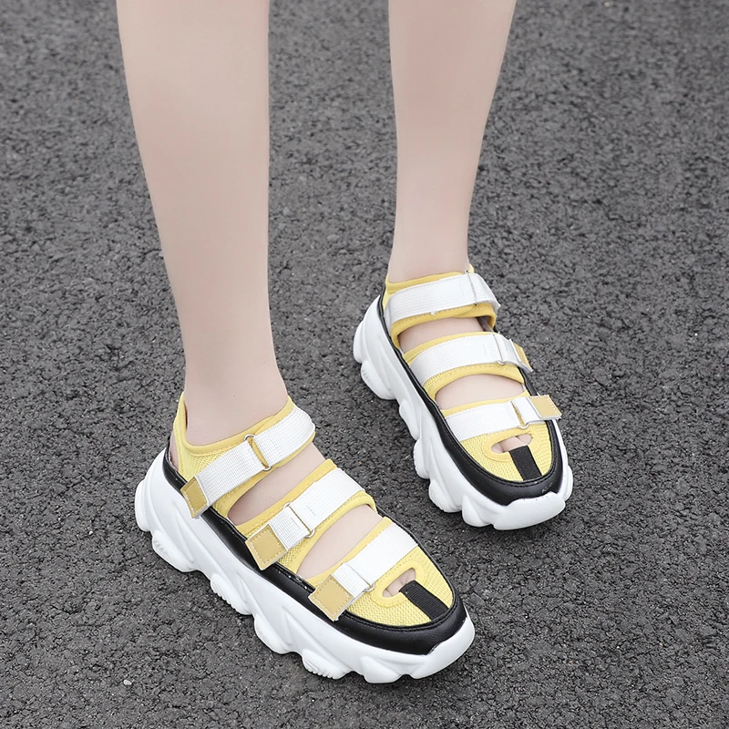 

Rimocy sporting sandals women platform air mesh breathable chunky heel sneakers woman shoes casual summer flat walking sandalias