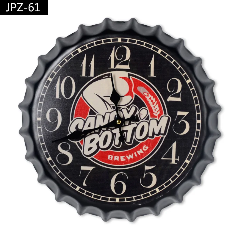 

Creative Retro Nostalgia Tin Plate"SANDY BOTTOM"Metal Painting Beer Cap Wall Clock Bar Cafe Mural Craft Soft Furnishings