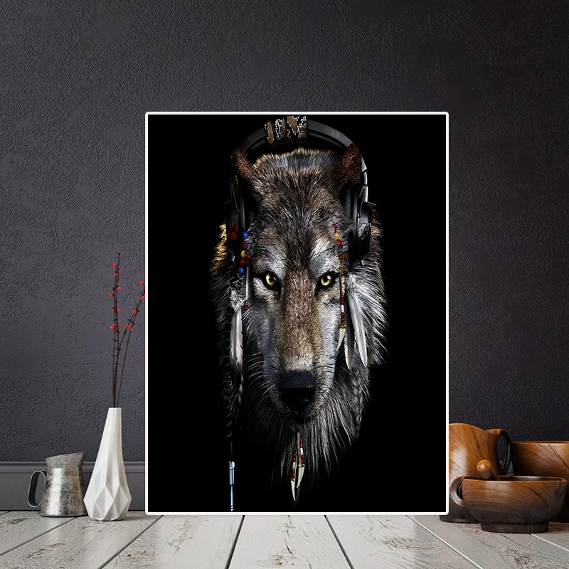 

Wild Animals Black and White Wolf Canvas Painting Cuadros Posters and Prints Modern Scandinavian Wall Art Picture Living Room