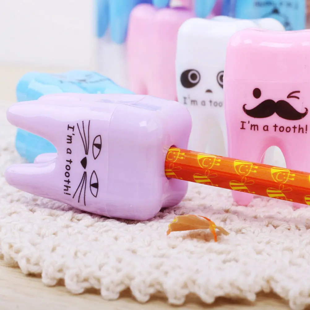 

4 Colors Kawaii Plastic Teeth Shape Pencil Sharpener Cutter Knife for Student Gift Stationery Random