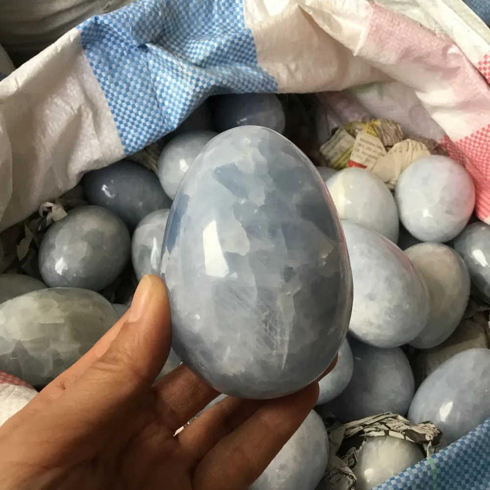 

300g Natural Blue Celestite crystal egg Mineral Specimen For Decoration