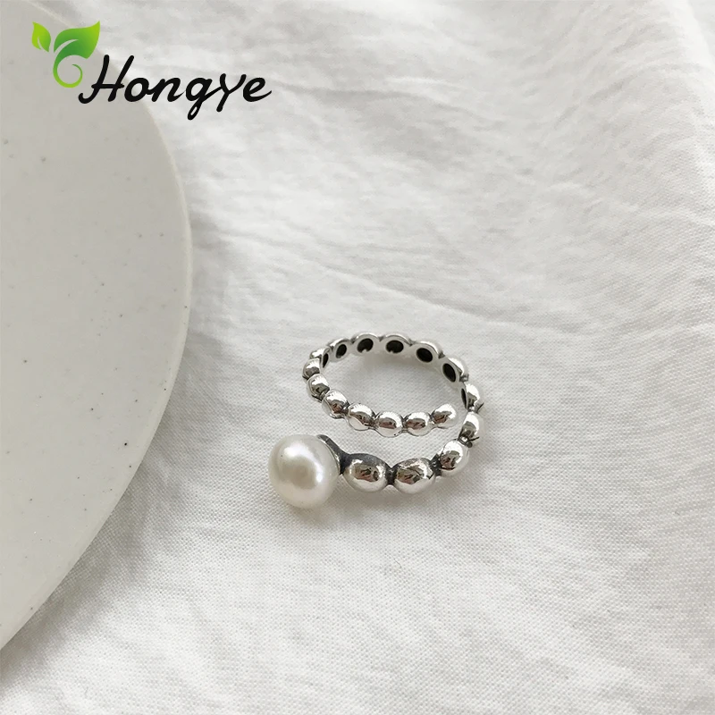 Модное серебряное кольцо 925 для женщин, блестящее бисерное кольцо на палец, Коктейльные Вечерние кольца, фирменное кольцо с натуральным жемчугом, модное ювелирное изделие