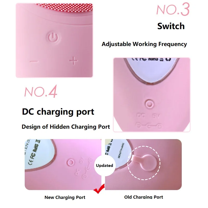Электрический силиконовый Очищающая щетка для лица Вибрационный массаж кожи USB перезаряжаемая умная ультразвуковая поверхность моющее средство для мытья