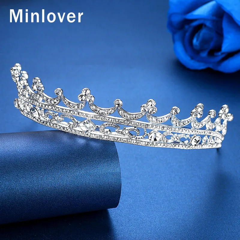 Minlover великолепное растение свадебные диадемы короны женские Стразы ободки для