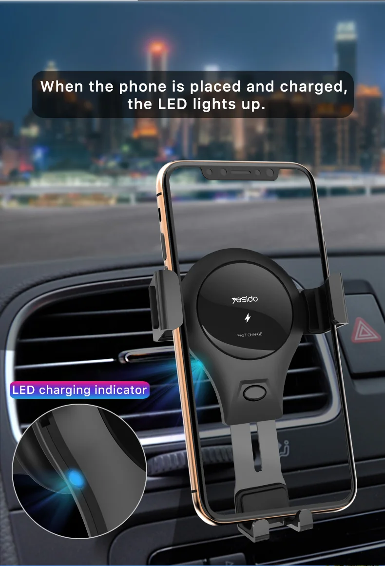 Car Qi Wireless Fast Charger Gravity Car Phone Holder Stand (10)