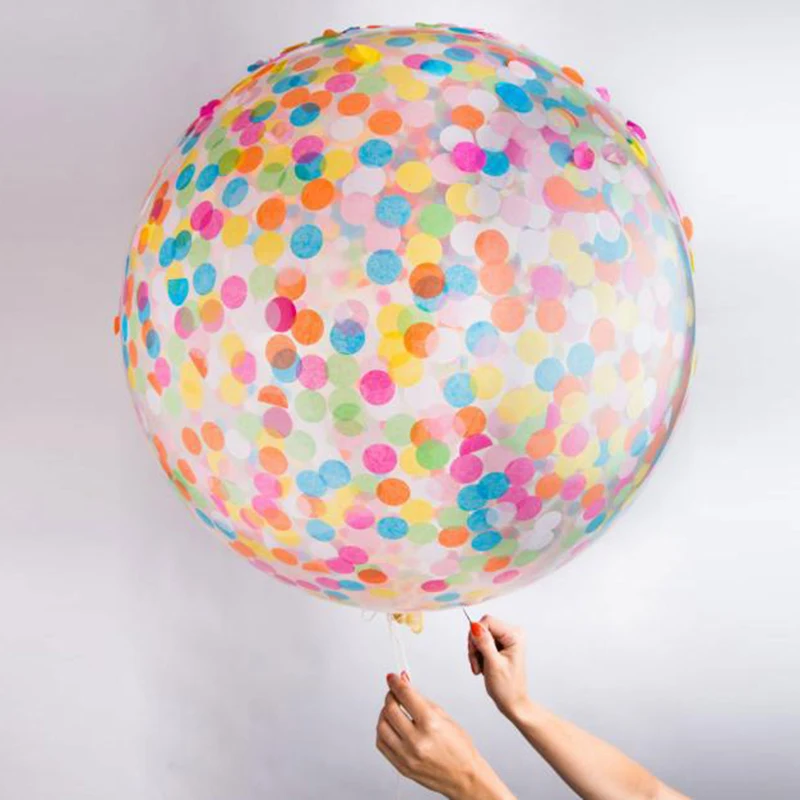 

5pcs/lot 12 Inch Multicolor Paper Confetti Balloons Giant Clear Air Balloon Birthday Wedding Decoration Party Supplies Globos