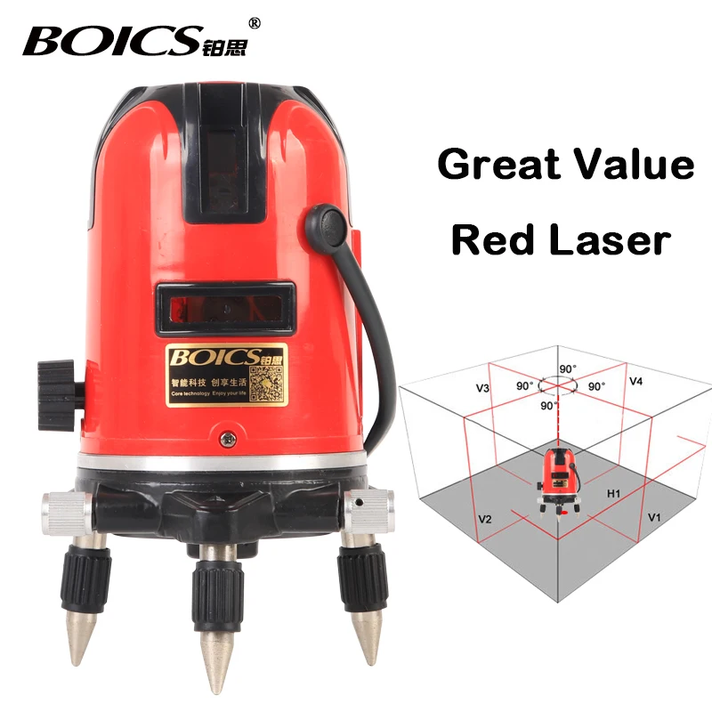 

Free shipping Boics 5 line 4V1H 6 points laser line cross line laser rotary laser level selfing leveling level laser 360 degree