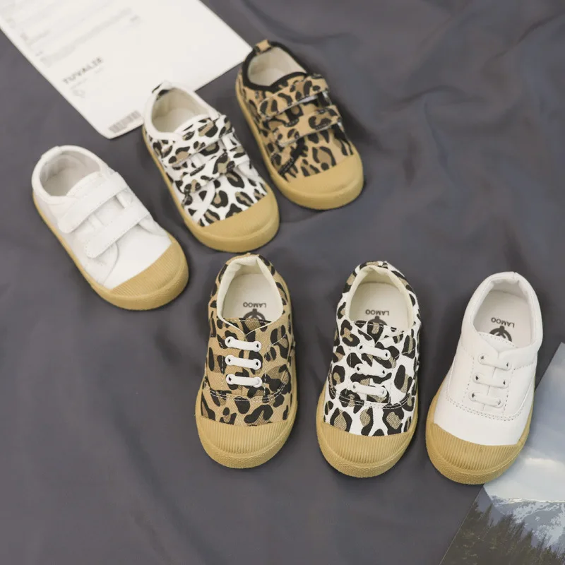 

Fashion Leopard Casual Boy And Girls Baby Shoes 2019 Wild White Kids Shoes Spring New Breathable Children's Canvas Shoes