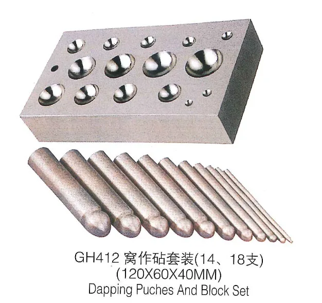 

Dapping Punches dapping block set 18pcs punch a set Jewelry Tools