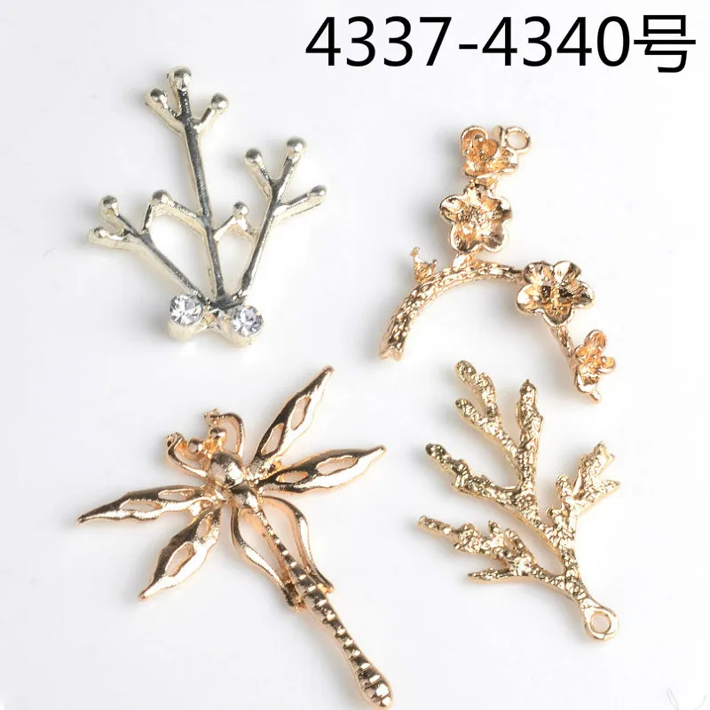 

50pcs Charms leaf branch Gold Color Zinc alloy Dragonfly pendant fit, for DIY Handmade bracelet necklace
