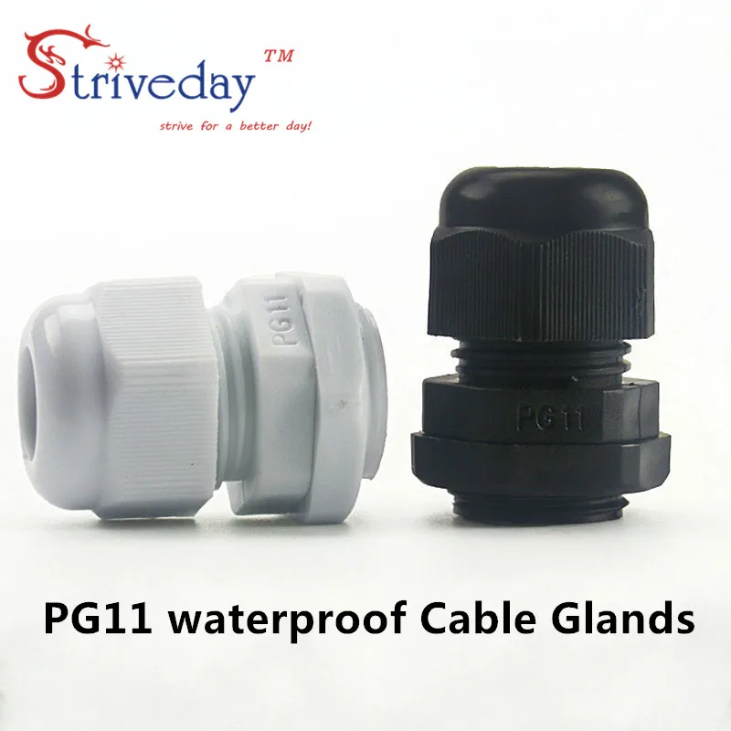 PG11 Compression Water Resistant Stuffing Cable Glands Black 4Pcs