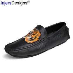 Лидер продаж головы тигра Лоферы Для мужчин Мягкие Мокасины Повседневная водонепроницаемая обувь Slip-On Дышащая обувь на плоской подошве