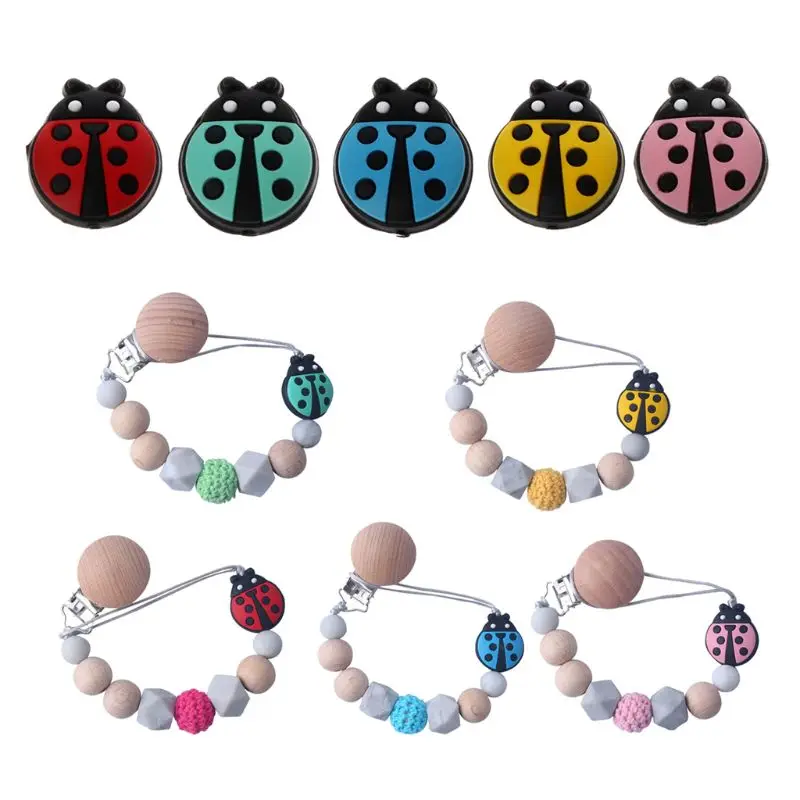 

Silicone Baby Teether Cartoon Animals Ladybug Shape Tooth Beads Food Grade Silicone Baby Teething Teethers Kids Accessories