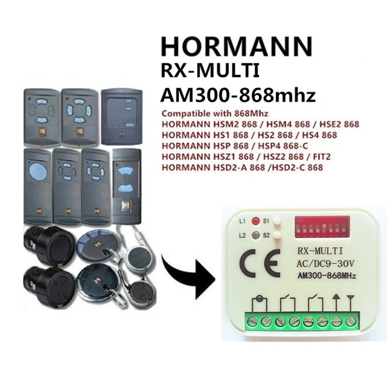 

Universal receiver Compatible With Hormann 868,3Mhz Remote Control 433MHZ Hormann Receiver