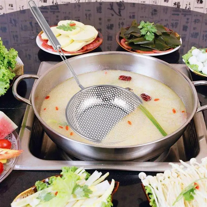 

Stainless Steel Colander Scoop Hot Pot Slotted Spoon Skimmer Food Serving Ladle Frying Strainer Kitchen Utensil