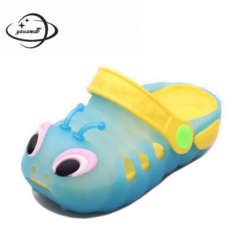 

YAUAMDB kids mules & clogs summer girls boys flat sandals cartoon caterpillar breathable soft bottom hollow children shoes ly15