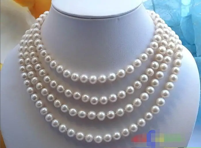 

FREE SHIPPING HOT sell new Style >>>> 65" 9MM WHITE ROUND FRESHWATER CULTURED PEARL NECKLACE