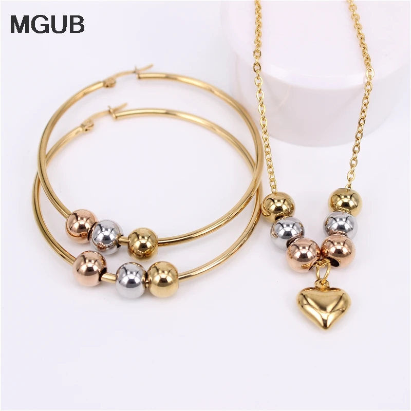MGUB New stainless steel beads (earrings necklace) manual suit 4 options Earrings free choice 30mm-70mm Free shipping
