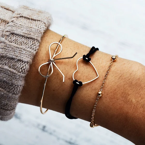 

Rinhoo 1Set Gold Zinc Alloy Simple Heart Plane World Map Pendant Bracelets For Women's Fashion Jewelry Gift