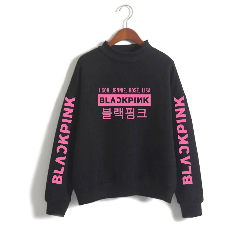 VAGROVSY черные розовые Kpop водолазки K-Pop женская верхняя одежда черный розовый член группы мода Harajuku толстовки