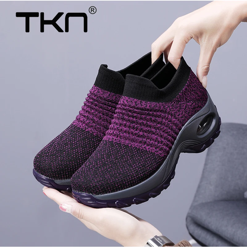 TKN/; женские кроссовки без шнуровки; сетчатый светильник; дышащая прогулочная обувь; Женская Удобная Обувь для походов; спортивная обувь