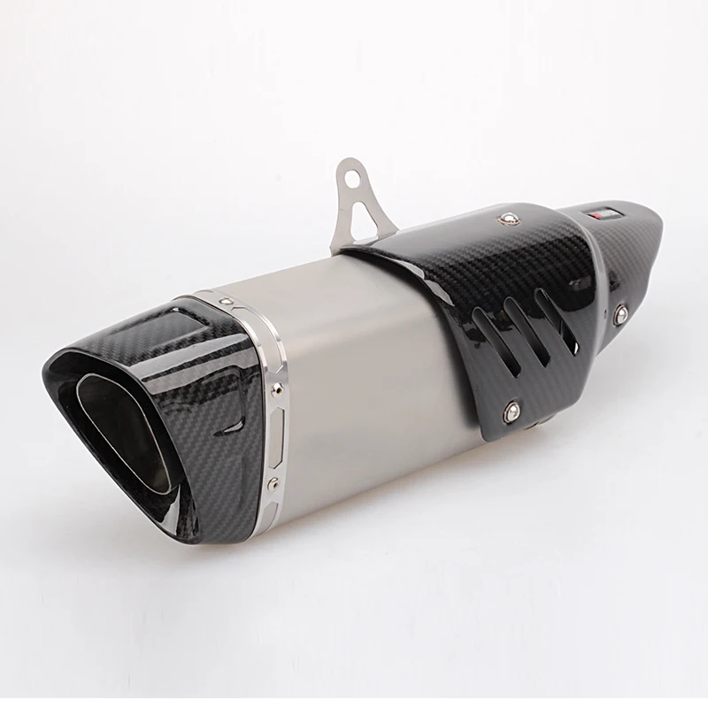 Universal motocicleta Escape de fibra de carbono con Heat shield Moto Escape olla Silenciador para MT07 R1 R3 R6 CB1300 Z900 CBR1000RR