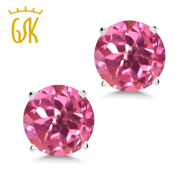 Sweet Engagement 2 00 Ct Round 6mm Pink Mystic Topaz 14k White Gold Sweet Engagement 2 00 Ct Round 6mm Pink Mystic Topaz 14k White Gold Stud Earrings For Women Fine Jewelry Gem Stone King