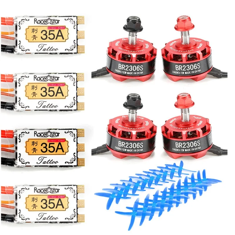 Racerstar BR2306S 2400KV Brushless Motor + TATTO 35A ST BLheli_32Bit Dshot1200 ESC 5040 4 Blade Prop Propeller For Racing Toys | Игрушки и