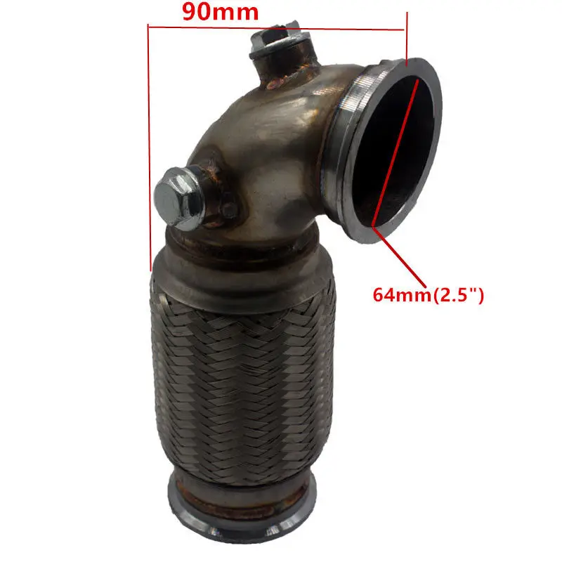 Garrett 2 5 &quotV Band Downpipe низкопрофильный 90 градусов w/Flex bellow + O2 труба из нержавеющей