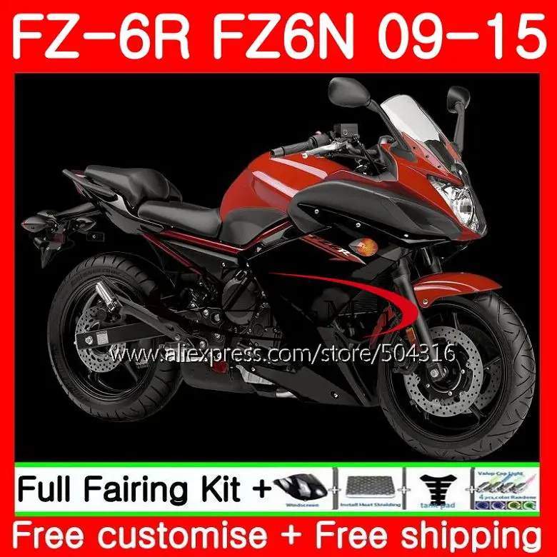 Корпус для YAMAHA FZ6N FZ6 FZ6R 09 10 11 12 13 14 15 Блестящий светло-красный 75SH6 фрез 6R 2009 2010 2011 2012