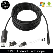 7MM 2IN1 USB Endoscope Android Camera 2M/5M/10M Snake Tube Pipe Waterproof Phone PC Endoskop Inspection Borescope Mini Camera