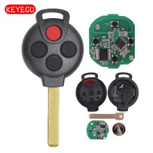 Keyecu Remote key Fob 3 1 Button 315MHZ 7941 Chip Keyless Entry for Smart Fortwo